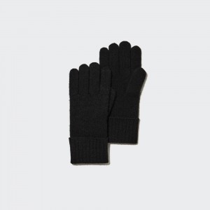 UNIQLO 100pct Cashmere Knitted Gloves Svarte | 61ZRGNMET