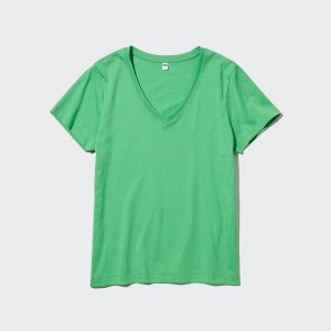 UNIQLO 100pct Supima Cotton V Neck T-Shirt Grønn | 58FKWBCVG