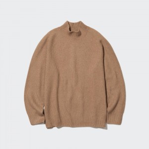 UNIQLO 3d Knit Seamless Soufflé Yarn Mock Neck Jumper Brune | 30ELCZRJS