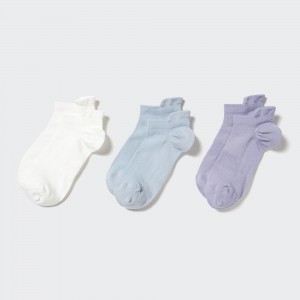 UNIQLO Ankle Sports Socks Three Pairs Hvite | 87VDGXQFL