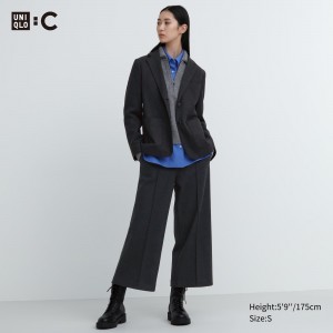 UNIQLO Brushed Jersey Cropped Fit Trousers Mørke | 69BORJGHT