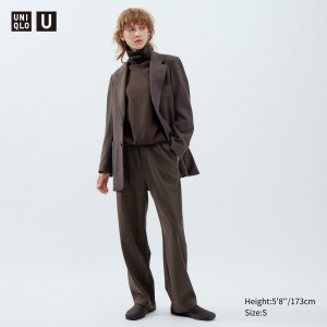 UNIQLO Brushed Jersey Trousers Mørke Brune | 51BWCNXFK