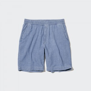 UNIQLO Chambray Stretch Easy Shorts Blå | 12EJPSWRA