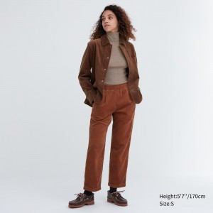 UNIQLO Corduroy Relaxed Fit Ankle Length Trousers Brune | 80AJRUMFB