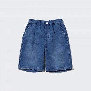 UNIQLO Denim Easy Shorts Blå | 60WZLQMFB