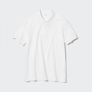 UNIQLO Dry Piqué Polo Shirt Hvite | 86VRFIPEK