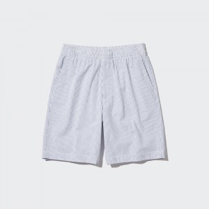 UNIQLO Dry Stretch Seersucker Easy Shorts Blå | 07RCVYSLH