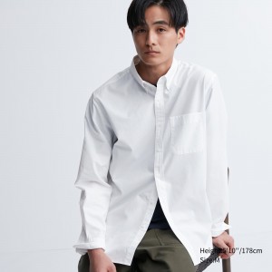 UNIQLO Extra Fine Cotton Broadcloth Regular FiT-Shirt Button Down Collar Hvite | 40QWUNOEB