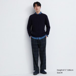 UNIQLO Flannel Easy Patterned Ankle Length Trousers Mørke Grønn | 38VEKCHYL