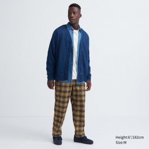 UNIQLO Flannel Easy Patterned Ankle Length Trousers Brune | 86TIQJSFW