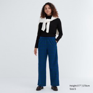 UNIQLO Flannel Trousers Blå | 28XDVPMGK