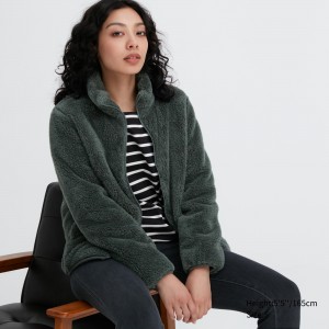 UNIQLO Fluffy Fleece Zipped Jacket Mørke Grønn | 27EBRDPIO