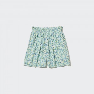 UNIQLO Girls Linen Blend Flower Print Easy Shorts Grønn | 26CTROVYL