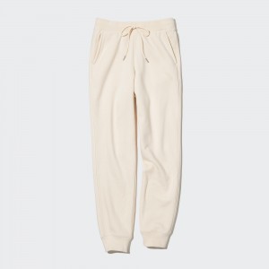 UNIQLO Heattech Pile Lined Joggers Hvite | 52NVCMRFU