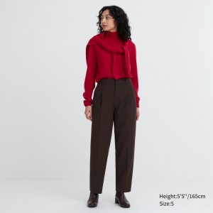 UNIQLO Heattech Pleated Trousers Mørke Brune | 30LOQKYUM