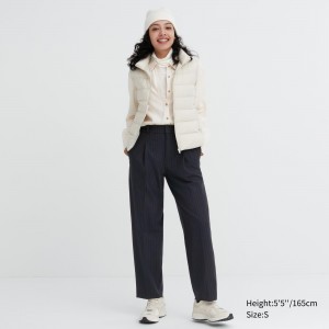 UNIQLO Heattech Striped Pleated Trousers Marineblå | 26BWIYACG