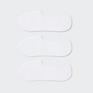 UNIQLO Invisible No Show Socks Three Pairs Hvite | 79YLUBKOP