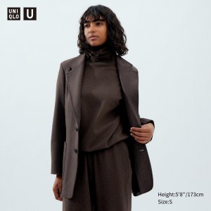 UNIQLO Jersey Tailored Jacket Mørke Brune | 95FGZBURW