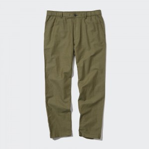 UNIQLO Linen Blend Relaxed Fit Trousers Olivengrønne | 53LRPSTUA