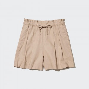 UNIQLO Linen Cotton Shorts Beige | 69OBDMJHE