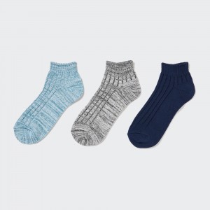 UNIQLO Marl Ankle Socks Three Pairs Blå | 12XSEUPVC