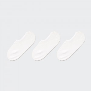 UNIQLO Mesh Invisible No Show Socks Three Pairs Hvite | 46HCQYTWM