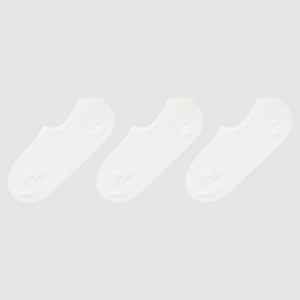 UNIQLO Mesh Invisible Socks Three Pairs Hvite | 23RFTSWEU