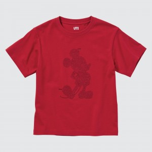 UNIQLO Mickey Stands Ut Graphic T-Shirt Rød | 23DYGQBJZ