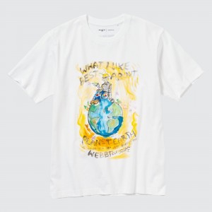 UNIQLO Peace For All Graphic T-Shirt Francesco Risso Hvite | 97XFZEUKJ