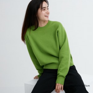 UNIQLO Premium Lambswool Crew Neck Jumper Grønn | 06HPYJLOT