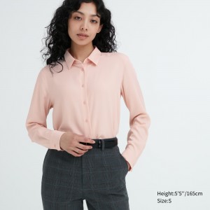 UNIQLO Rayon Long Sleeved Blouse Rosa | 30RHSOTLI