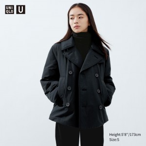 UNIQLO Short Padded Pea Coat Svarte | 18HZWQDGE