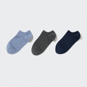 UNIQLO Short Socks Three Pairs Blå | 76KQVHJDS