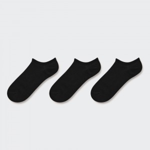 UNIQLO Short Socks Three Pairs Svarte | 96GAPIWMZ