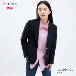 UNIQLO Single Breasted Jacket Marineblå | 09XRPUHZF