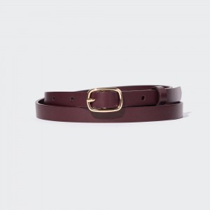 UNIQLO Skinny Dress Belt Wine | 37ODNWPVB