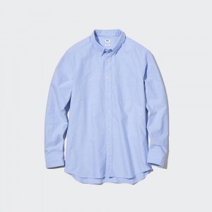 UNIQLO Slim Fit Oxford Shirt Button Down Collar Blå | 92OBIEKLT