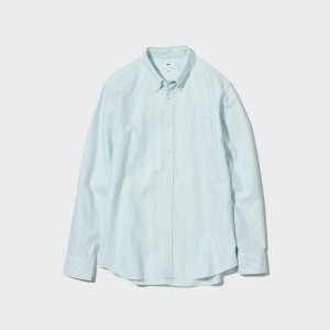 UNIQLO Slim Fit Striped Oxford Shirt Grønn | 05GNLBMUD