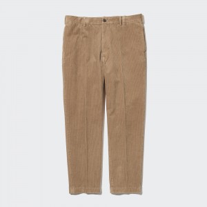 UNIQLO Smart Corduroy Ankle Length Trousers Beige | 01NUYJKQH