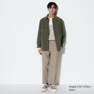 UNIQLO Smart Cotton Ankle Length Trousers Beige | 04ONKWUSG