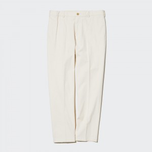 UNIQLO Smart Cotton Ankle Length Trousers Long Hvite | 43MWFACPT