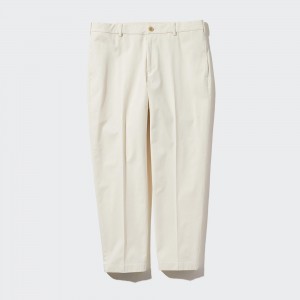 UNIQLO Smart Cotton Ankle Length Trousers Long Hvite | 96TJOLEAI