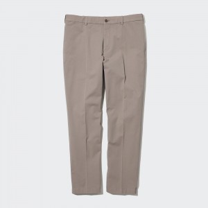 UNIQLO Smart Cotton Ankle Length Trousers Long Beige | 09SKVMHLN