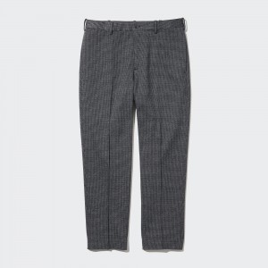 UNIQLO Smart Gun Club Checked Ankle Length Trousers Gray | 16CXVPFOJ