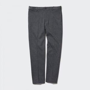 UNIQLO Smart Gun Club Checked Ankle Length Trousers Long Gray | 74MOTYFQX