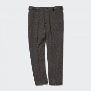 UNIQLO Smart Houndstooth Ankle Length Trousers Mørke Brune | 42GRHEASC