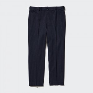 UNIQLO Smart Striped Ankle Length Trousers Marineblå | 60GMBEHVP