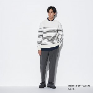 UNIQLO Smart Wool Like Ankle Length Trousers Gray | 80SNTVODU