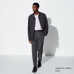 UNIQLO Smart Wool Like Ankle Length Trousers Long Gray | 85PXEFRYD