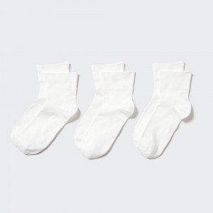 UNIQLO Socks Three Pairs Hvite | 19KZIJNOY